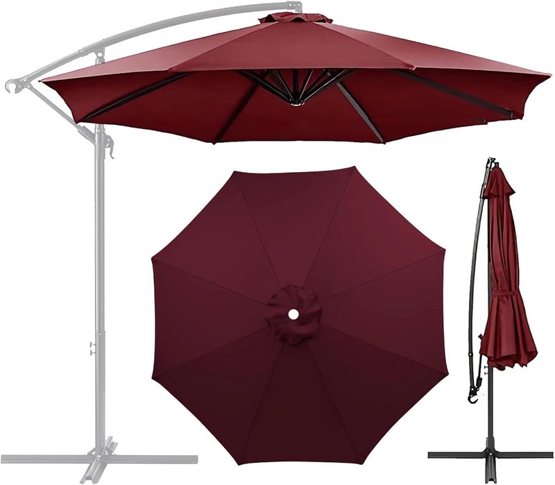 GLDDFDG Patio Umbrella Canopy, Universal Replacement Cover for 10 Feet 8- Ribs Outdoor Round Patio Market Umbrella Parasol Canopy Top Sun Shade Accessory, 300D UV Protective And Water Resistant Patio Canopy (Burgundy) - Image 1